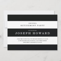 Chic Black Stripes Retirement Party Invite