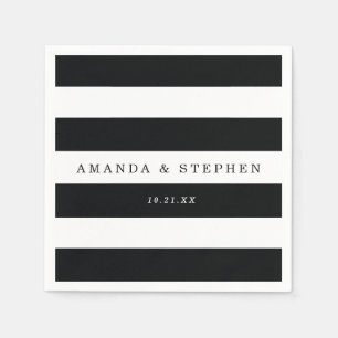 Chic Black Stripes Wedding Napkin