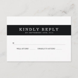Chic Black Stripes Wedding RSVP Card