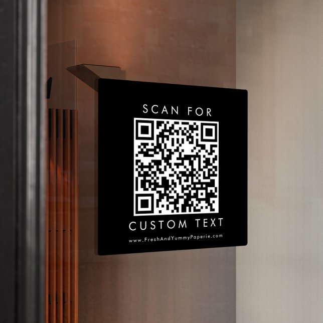 Chic Black Typography Business Custom QR Code Window Cling (Creator Uploaded)