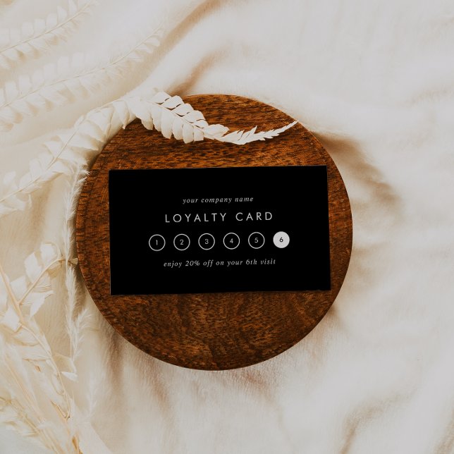 Chic Black Typography Business Reward 6 Punch Loyalty Card (Creator Uploaded)