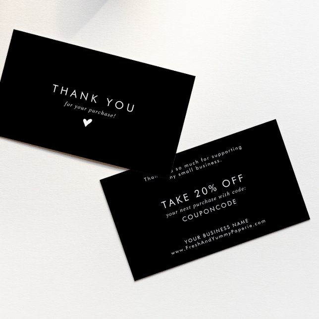 Chic Black Typography Business Thank You Discount Card (Creator Uploaded)