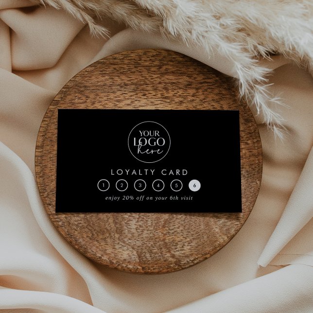 Chic Black Typography Logo Business Reward 6 Punch Loyalty Card (Creator Uploaded)