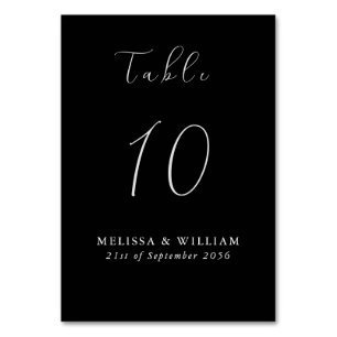 Chic Black Wedding Table Number