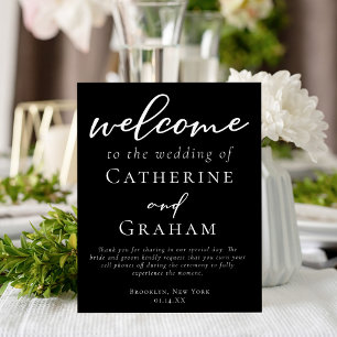 Chic Black Welcome to Our Wedding Minimalist Acrylic Sign