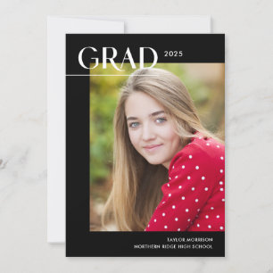 Chic Black & White 2024 Photo Graduation Party Invitation