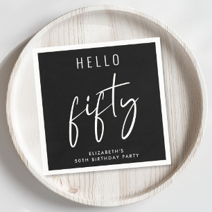 Chic Black White 50th Birthday Party Napkin
