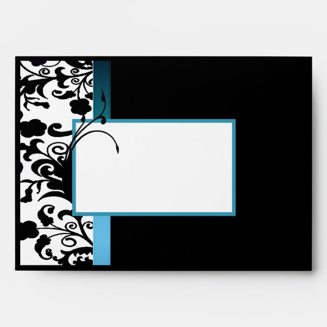 Chic Black, White, and Blue Invitation Envelope (Front)