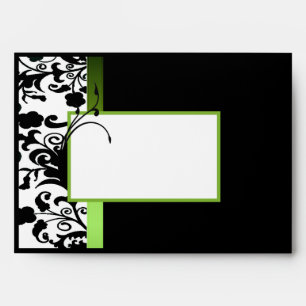 Chic Black, White, and Green Invitation Envelope