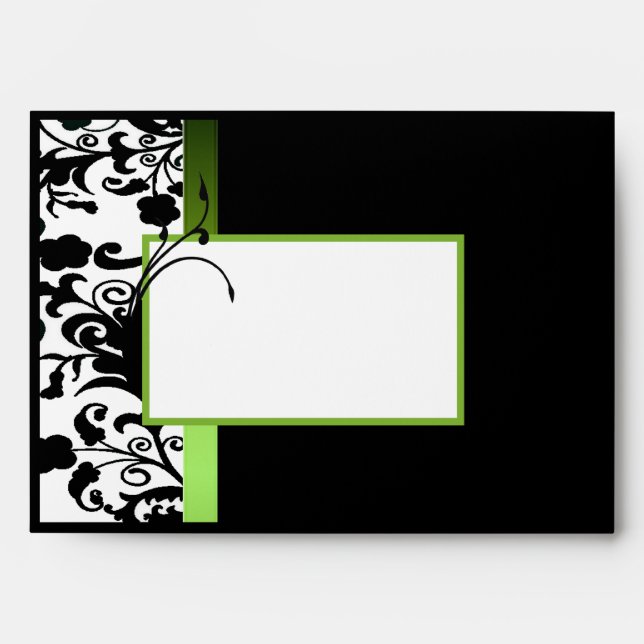 Chic Black, White, and Green Invitation Envelope (Front)