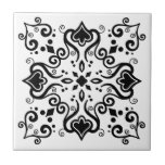 Chic Black White Azulejo Style Pattern A01b Tile<br><div class="desc">Stylish Elegant Chic Azulejo Portuguese Mediterranean Traditional style Modern pattern ceramic tile black on a white background. Perfect for interior design or backsplash. For other colour variations contact the designer. You can check how the pattern looks like when the tiles are put together on this link: https://www.zazzle.com/azulejo_white_black_pattern_a01c_scrapbook_paper-256894263436210694</div>