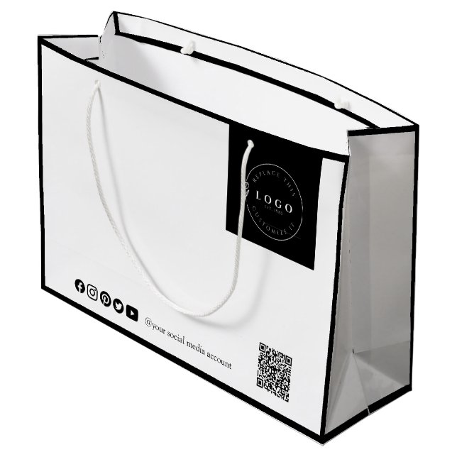 Chic Black & White Business Large Gift Bag (Back Angled)