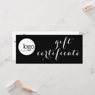 CHIC BLACK WHITE BUSINESS LOGO GIFT CERTIFICATE