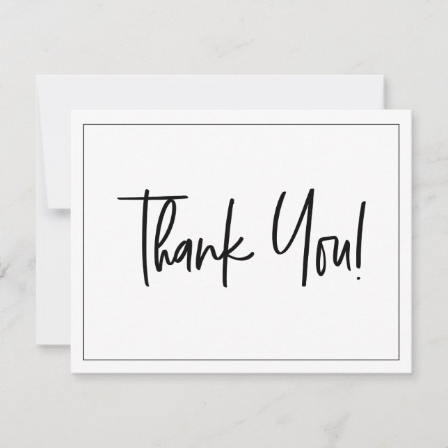 Chic Black White Business Social Media No Logo Thank You Card (Front)
