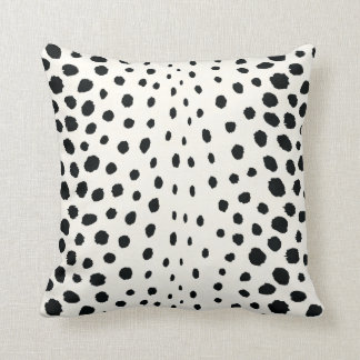Chic black white cheetah print pattern monogram cushion