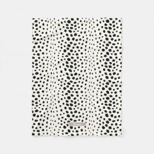 Chic black white cheetah print pattern monogram fleece blanket