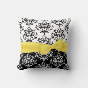 Chic Black & White Damask Decorator Pillow