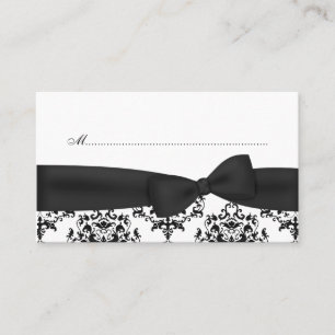 Chic Black & White Damask Place Cards