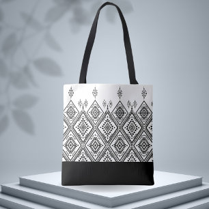 Chic Black & White Ethnic Pattern  Tote Bag