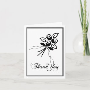 Chic Black & White Floral Any Occasion Thank You Note Card