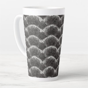 Chic Black White Floral Latte Mug