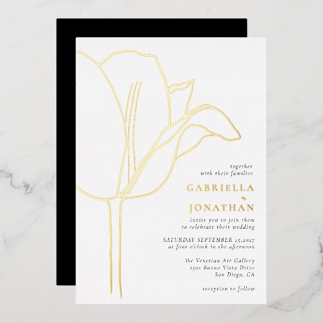 Chic Black White Gold Tulip Wedding (Front/Back)
