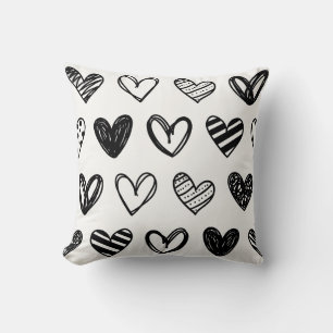 "Chic Black & White Heart Pillow – Stylish Home De