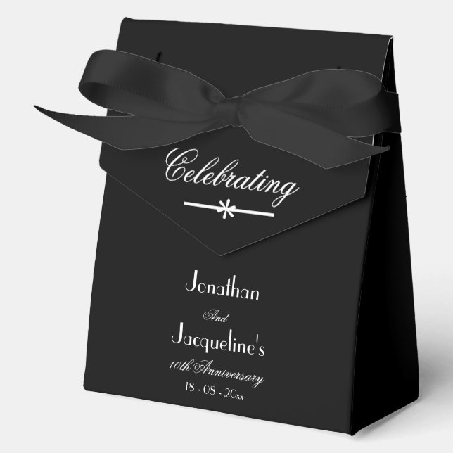 Chic Black & White Large Wedding Anniversary       Favour Box (Front)