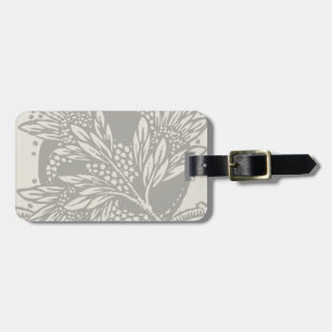 Chic Black White Leaf Botanical Art Nouveau Luggage Tag