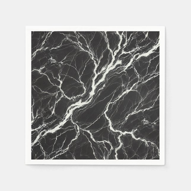 Chic Black & White Marble Look Glamour Napkin (Front)