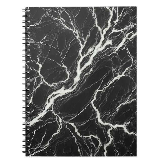 Chic  Black & White Marble Look Glamour Notebook (Front)