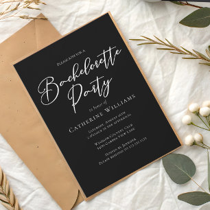Chic Black White Minimalist Bachelorette Party Invitation