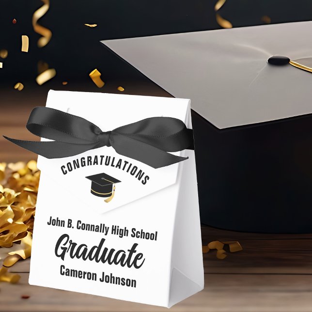 Chic Black White Modern Custom Graduation Party Favour Box (Creator Uploaded)
