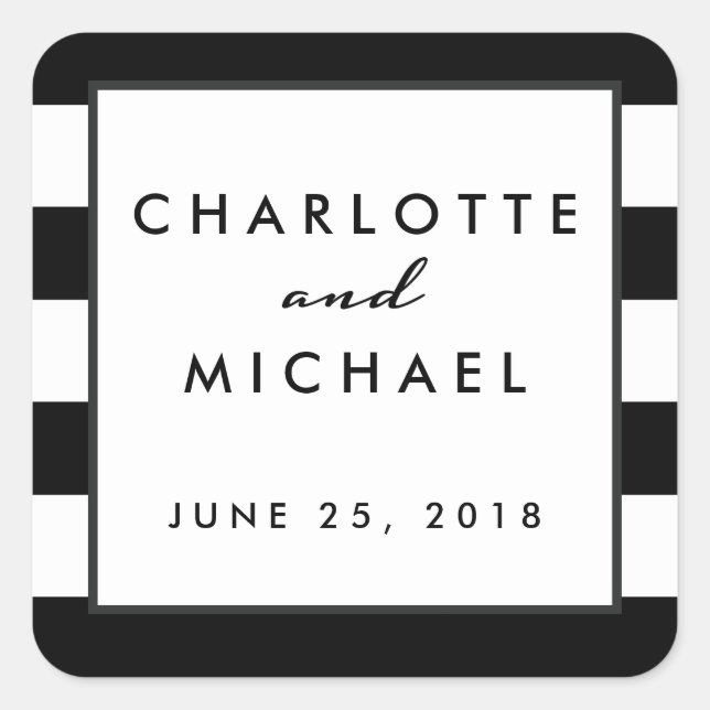 Chic Black | White Modern Wedding Favour Label (Front)