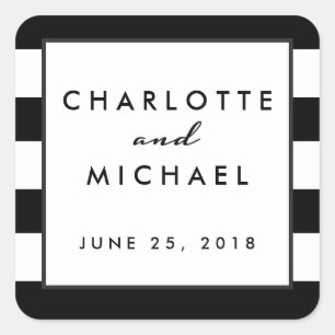 Chic Black   White Modern Wedding Favour Label