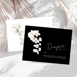Chic Black White Orchid Baby Shower Diaper Raffle Enclosure Card