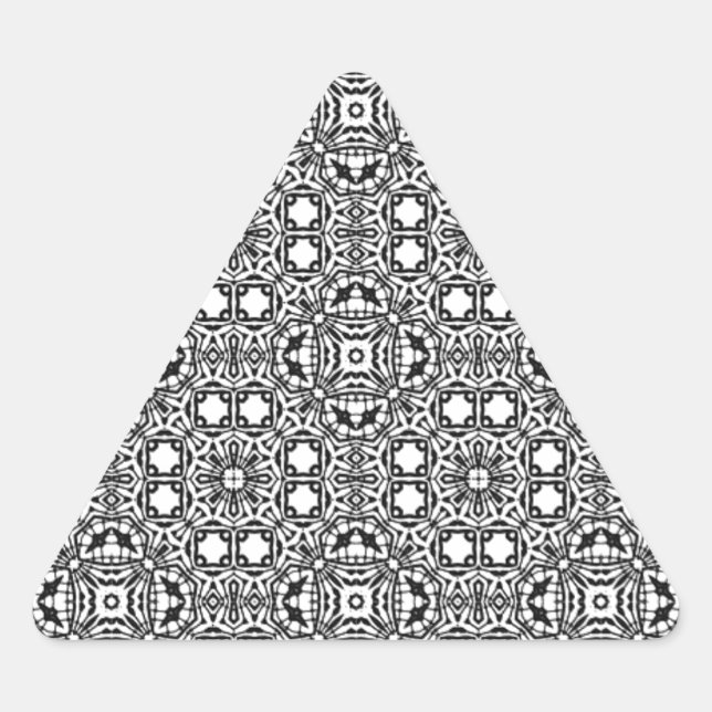 Chic black white ornate pattern accessories trendy triangle sticker (Front)