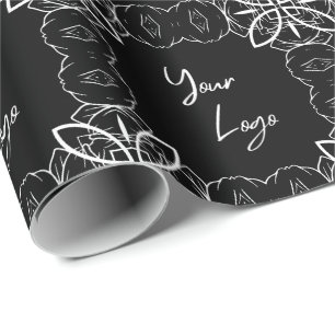 Chic Black White Pattern Custom Business Logo Wrapping Paper