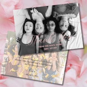 Chic Black White Photo Bridal Thank You Card