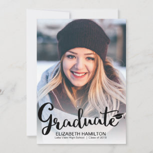 Chic Black & White Photo Graduation Announcement