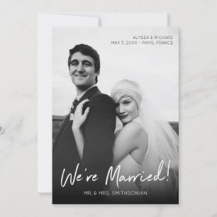 Chic Black & White Photo Typography Wedding Invitation
