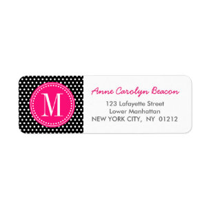 Chic Black White Polka Dots Hot Pink Personalised