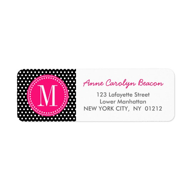 Chic Black White Polka Dots Hot Pink Personalised (Front)