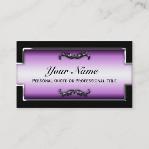 Chic Black, White & Purple Metallic Business Cards