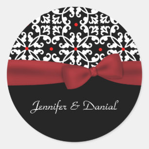 Chic Black, White, & Red Wedding Envelope Seal
