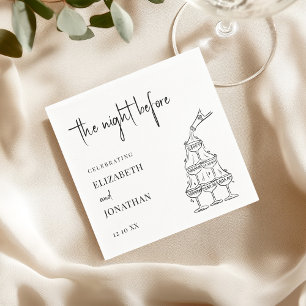 Chic Black White Rehearsal Dinner Champagne Tower Napkin