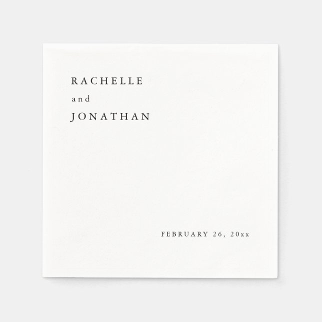 Chic Black White Simple Wedding Napkins (Front)