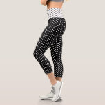 Chic Black White Small Polka Dots Pattern Fashion Capri Leggings<br><div class="desc">Custom, retro, cool, cute, chic, stylish, trendy, breatheable, comfortable, custom made, hand sewn, white polka dots on black pattern womens high-wasted capri-length fashion travel workout sports yoga gym running active wear leggings, that stretches to fit your body, hugs in all the right places, bounces back after washing, and doesn't lose...</div>