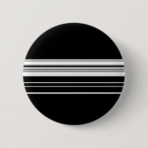 Chic black white striped  6 cm round badge