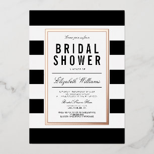 Chic Black White Striped Bridal Shower Rose Gold
